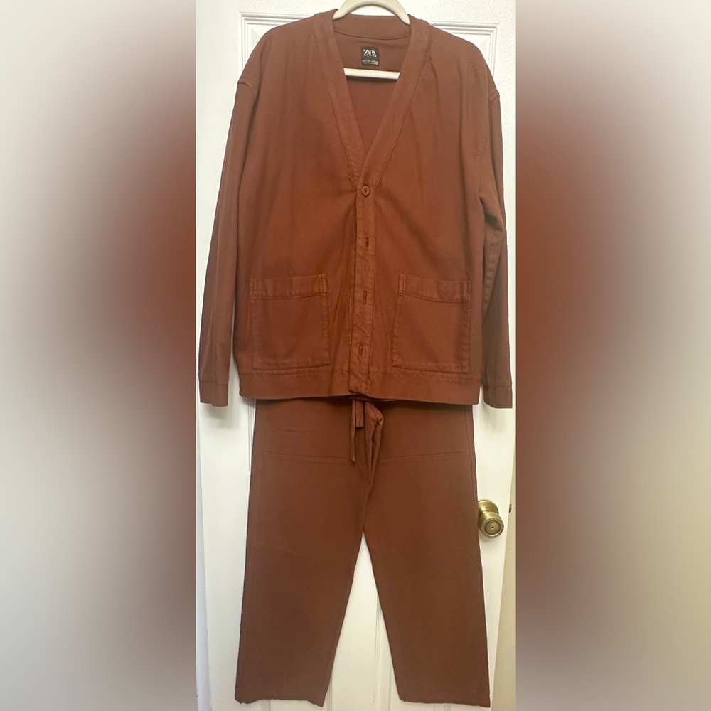 Zara cotton blend casual suit